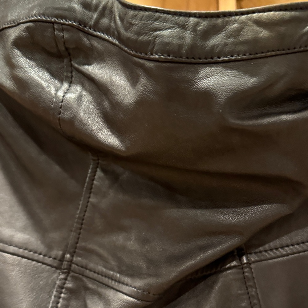 Armani Exchange Elegant Black Genuine Leather Strapless Dress - Picture 3 of 10